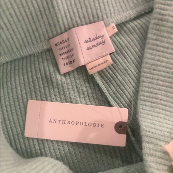 NWT Anthropologie Saturday Sunday Turquoise Ribbed Joggers Size XS. Tie Waist - Picture 5 of 8